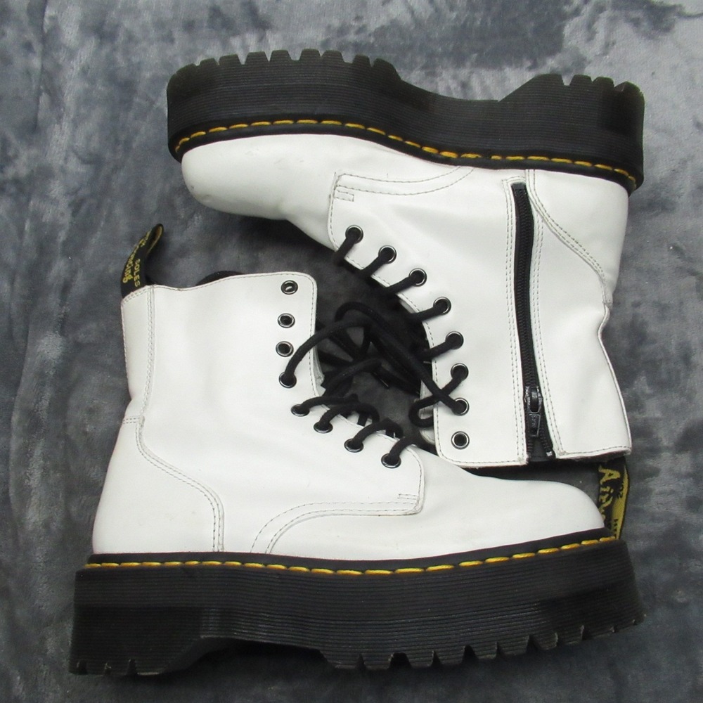 Dr Martens Unisex 8W 7M Jadon Boots White Leather Platform Chunky Combat READ - Picture 9 of 16